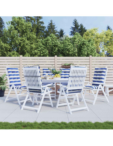 Cuscino da Esterno 6 pcs Blu e Bianco 120 x 50 x 7 cm Tessuto