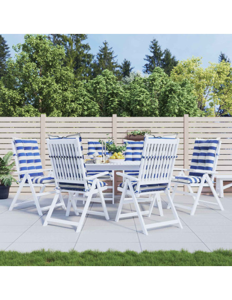 Cuscino da Esterno 6 pcs Blu e Bianco 120 x 50 x 7 cm Tessuto