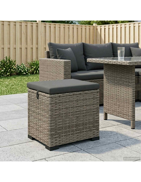 Poggiapiedi da giardino con cuscino 40 x 30 x 40 cm