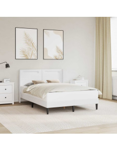 Struttura del letto con testiera Bianco 140 x 200 cm Similpelle