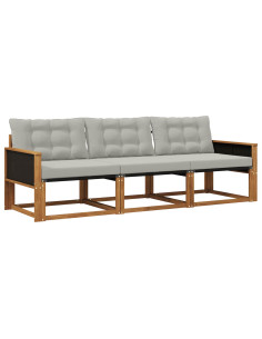 Set di divani da esterno 3 pcs Naturale e Grigio Chiaro