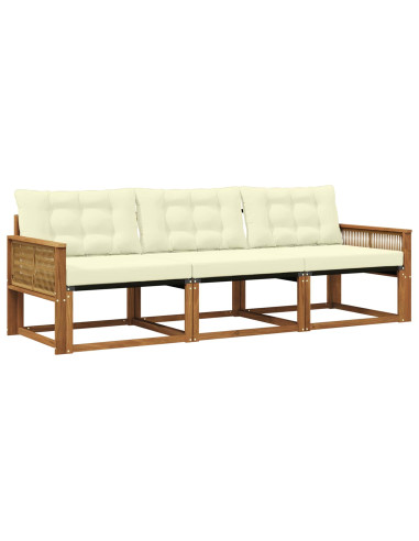 Set di divani da esterno con cuscino 3 pcs Naturale e Crema