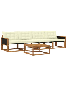 Set di divani da esterno con cuscino 5 pcs Naturale e Crema