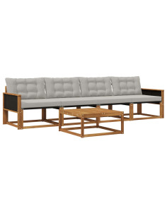 Set di divani da esterno 5 pcs Naturale e Grigio Chiaro