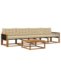 Set di divani da esterno con cuscino 5 pcs Naturale e Beige