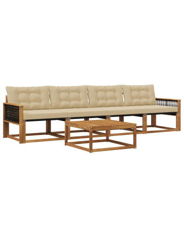 Set di divani da esterno con cuscino 5 pcs Naturale e Beige