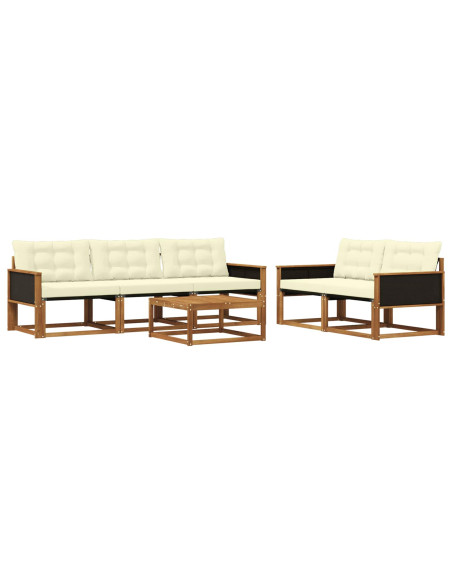 Set di divani da esterno con cuscino 6 pcs Naturale e Crema