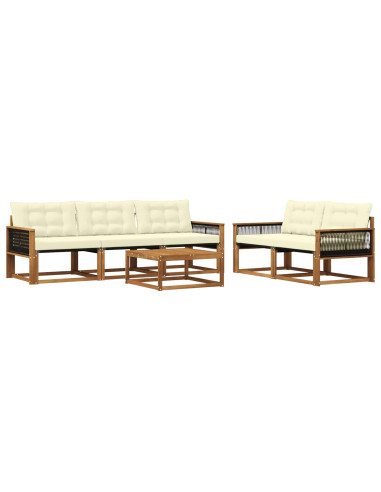 Set di divani da esterno con cuscino 6 pcs Naturale e Crema