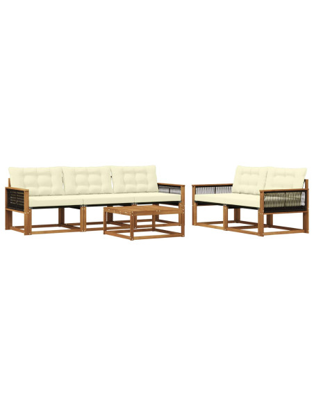 Set di divani da esterno con cuscino 6 pcs Naturale e Crema