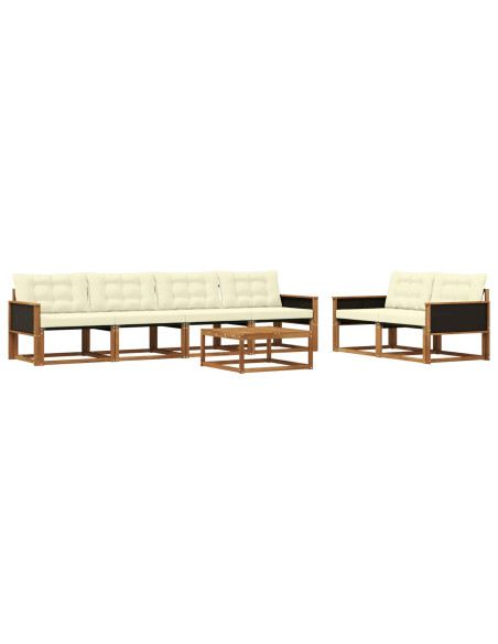 Set di divani da esterno con cuscino 7 pcs Naturale e Crema