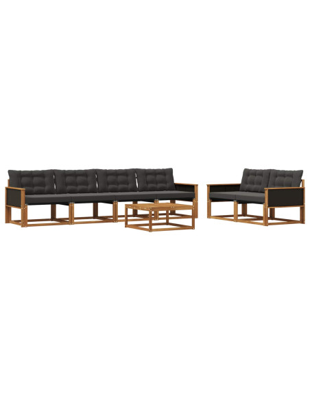 Set di divani da esterno con cuscino 7 pcs Naturale e Nero