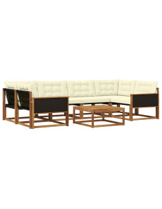 Set di divani da esterno con cuscino 7 pcs Naturale e Crema