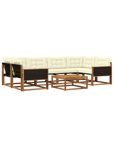 Set di divani da esterno con cuscino 7 pcs Naturale e Crema