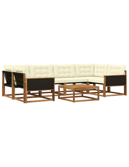 Set di divani da esterno con cuscino 7 pcs Naturale e Crema