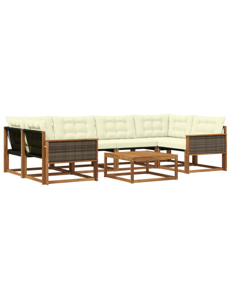 Set di divani da esterno con cuscino 7 pcs Naturale e Crema