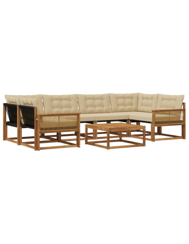 Set di divani da esterno con cuscino 7 pcs Naturale e Beige