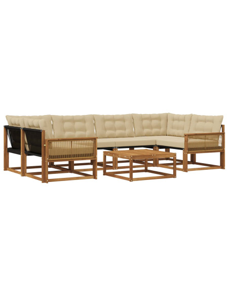 Set di divani da esterno con cuscino 7 pcs Naturale e Beige
