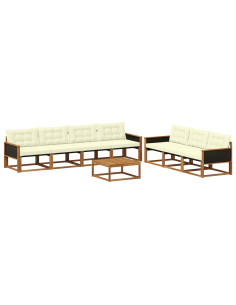 Set di divani da esterno con cuscino 8 pcs Naturale e Crema