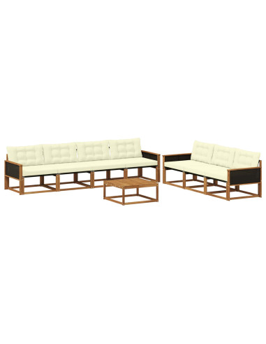 Set di divani da esterno con cuscino 8 pcs Naturale e Crema