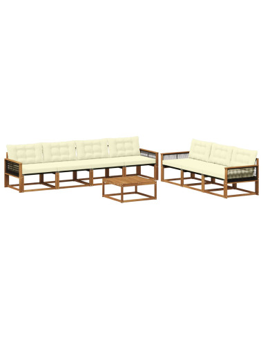 Set di divani da esterno con cuscino 8 pcs Naturale e Crema