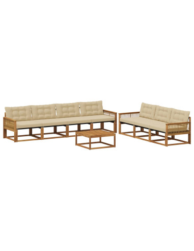 Set di divani da esterno con cuscino 8 pcs Naturale e Beige