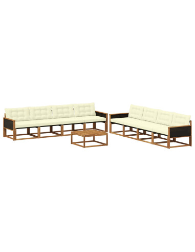 Set di divani da esterno con cuscino 9 pcs Naturale e Crema
