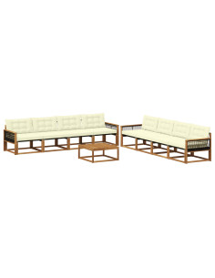 Set di divani da esterno con cuscino 9 pcs Naturale e Crema