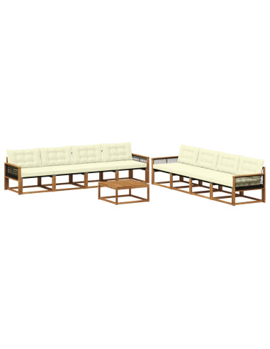 Set di divani da esterno con cuscino 9 pcs Naturale e Crema