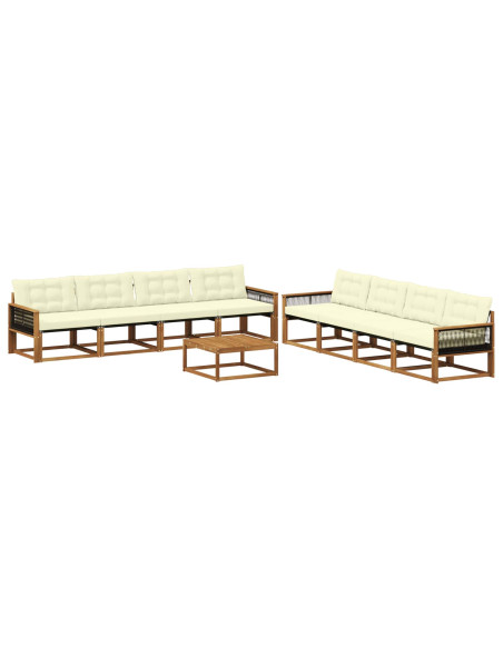 Set di divani da esterno con cuscino 9 pcs Naturale e Crema
