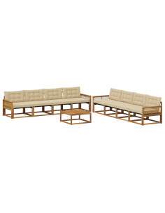 Set di divani da esterno con cuscino 9 pcs Naturale e Beige