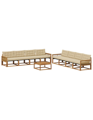 Set di divani da esterno con cuscino 9 pcs Naturale e Beige