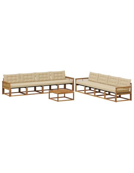 Set di divani da esterno con cuscino 9 pcs Naturale e Beige