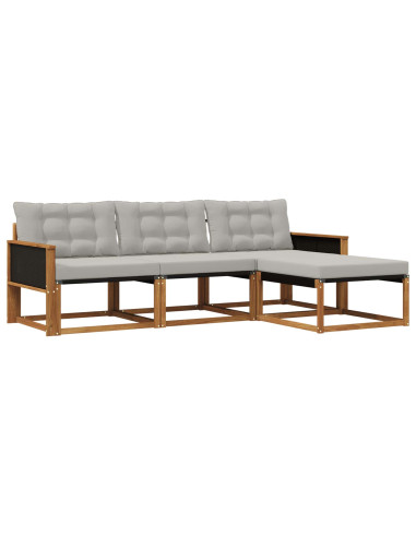Set di divani da esterno 4 pcs Naturale e Grigio Chiaro