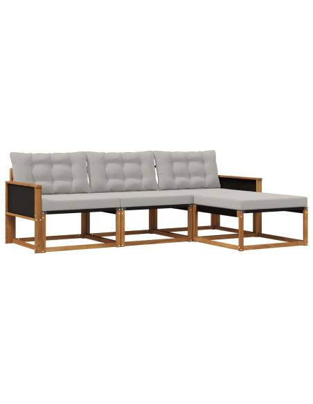 Set di divani da esterno 4 pcs Naturale e Grigio Chiaro