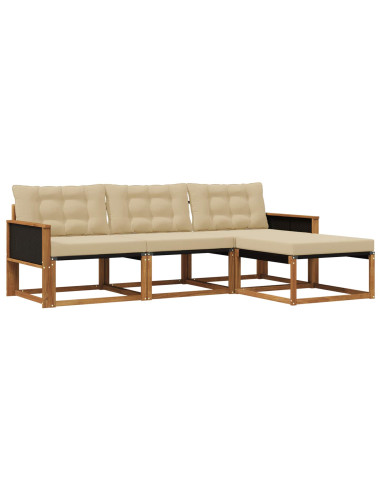 Set di divani da esterno con cuscino 4 pcs Naturale e Beige