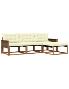 Set di divani da esterno con cuscino 4 pcs Naturale e Crema