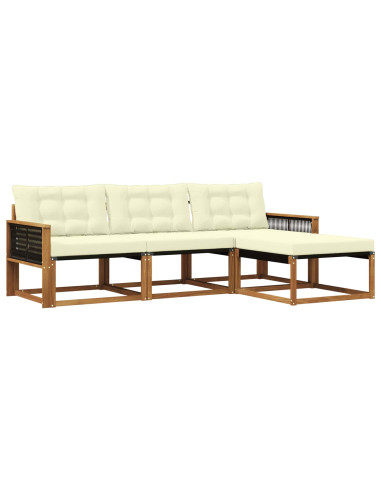 Set di divani da esterno con cuscino 4 pcs Naturale e Crema