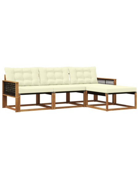 Set di divani da esterno con cuscino 4 pcs Naturale e Crema