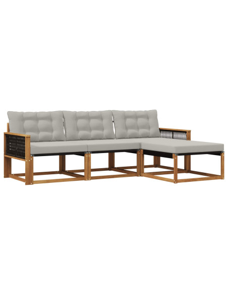 Set di divani da esterno 4 pcs Naturale e Grigio Chiaro