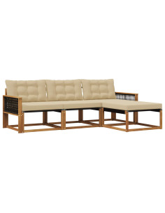 Set di divani da esterno con cuscino 4 pcs Naturale e Beige