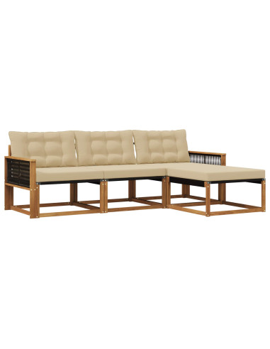 Set di divani da esterno con cuscino 4 pcs Naturale e Beige