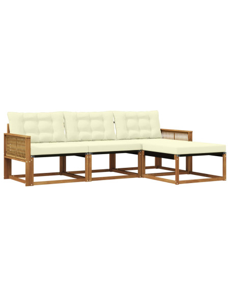 Set di divani da esterno con cuscino 4 pcs Naturale e Crema