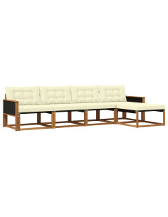 Set di divani da esterno con cuscino 5 pcs Naturale e Crema