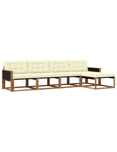 Set di divani da esterno con cuscino 5 pcs Naturale e Crema