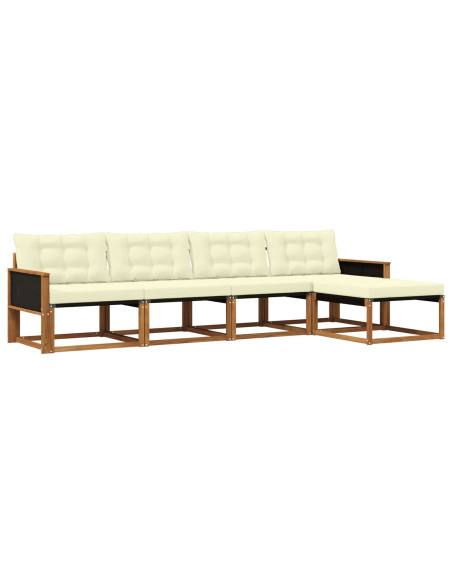 Set di divani da esterno con cuscino 5 pcs Naturale e Crema