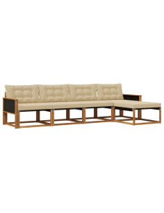 Set di divani da esterno con cuscino 5 pcs Naturale e Beige