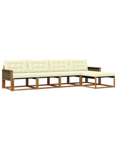 Set di divani da esterno con cuscino 5 pcs Naturale e Crema