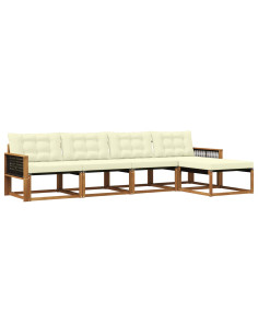 Set di divani da esterno con cuscino 5 pcs Naturale e Crema