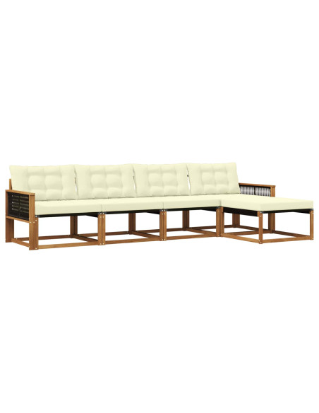 Set di divani da esterno con cuscino 5 pcs Naturale e Crema