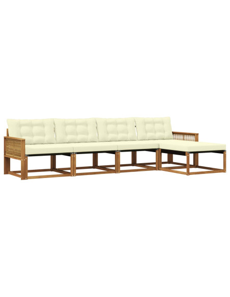 Set di divani da esterno con cuscino 5 pcs Naturale e Crema